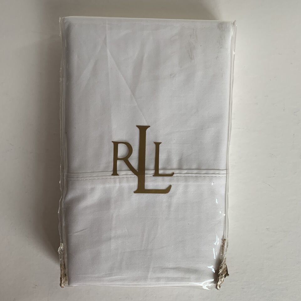 Primary image for Ralph Lauren Dunham 2 standard Pillowcases  21x32" cotton white machine wash