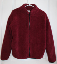Victoria&#39;s Secret Pink Zip Front Red Teddy Sherpa Jacket Size Small - £23.25 GBP