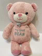 Garanimals My First Bear Pink Rattle Teddy Silver Bow 10&quot; Baby Lovey - £16.40 GBP