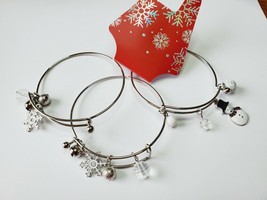 Kohl&#39;s Women&#39;s Silver Tone Christmas Charm Bracelet Snowman Snowflakes New - £9.47 GBP