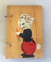 Vintage Hand Made Primitive Painted Rabbit on Board Recipe Book - £36.74 GBP