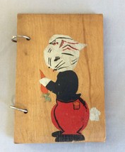 Vintage Hand Made Primitive Painted Rabbit on Board Recipe Book - £37.42 GBP