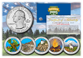 2012 America The Beautiful COLORIZED Quarters U.S. Parks 5-Coin Set w/Capsules - £12.66 GBP