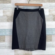 LOFT Colorblock Ponte Pencil Skirt Black Gray Stretch Slit Career Womens 6 - $19.79