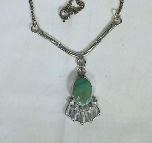 Primary image for Native American Turquoise Bear Paw Sterling Silver 925 Necklace