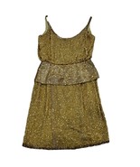 Black Tie Oleg Cassini Vintage Liquid Gold Beaded Silk Cocktail Dress Wo... - $789.42 CAD