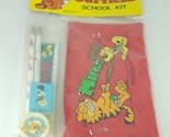 Vintage Garfield School Kit Pencil case &amp; pencils Odie eraser Sharpener NEW - $24.74