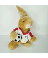 Soccer Bunny Brown Rabbit Easter Ears Plush Stuffed Animal White Shirt B... - €14,44 EUR