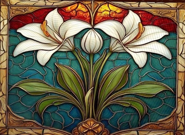 Stain Glass Lilly Cross Stitch Pattern***LOOK***  - $2.95