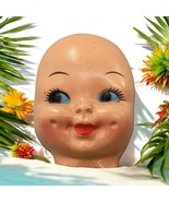 Kitschy Plastic Baby Face Blue Side Eyes Dimples Vtg Doll Part DIY Craft... - €8,51 EUR