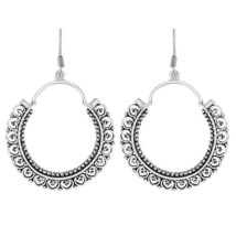 Romantic Traditional Balinese Inspired .925 Sterling Silver Dangle Earrings - £18.20 GBP