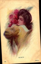 &quot;Secrets&quot; Greetings Postcard, Woman&#39;s Portrait Antique Udb PRE-1908 Postcard Bkc - £4.65 GBP