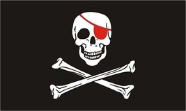 Pirate Red Patch Flag Black - 3x5 Ft - £16.23 GBP