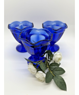 Vintage Anchor Hocking Cobalt Blue Footed Dessert Sundae Dishes - Set of... - $285.96 MXN