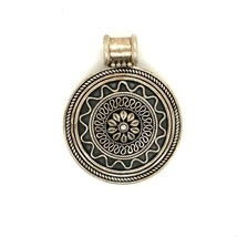 Vtg Signed Sterling dp Doug Paulus India Repousse Mandala Style Round Pendant - £67.18 GBP