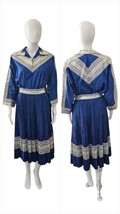 1950s Vintage Desert Flower 2 Piece Blue Southwest Fiesta Patio Top Skir... - $1,061.58 MXN