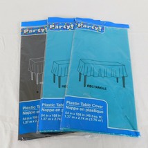 Lot of 3 Party Plastic Table Cover Rectangle 54 in x 108 in Black &amp; 2 Bl... - £7.77 GBP