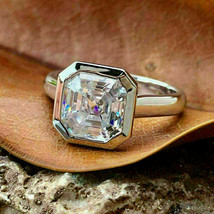 Engagement Ring 2.00Ct Asscher Cut Simulated Diamond Solid 14k White Gold Size 7 - £194.59 GBP