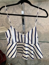 Nicholas Blue &amp; White Striped Silk Blouse/Top Style#T0903DS Sz 4 $345 Nwt - £131.96 GBP