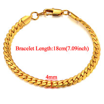 Golden Bracelet for Men Women Gold Chain Stainless Steel Mens Bracelets Wholesal - £11.71 GBP
