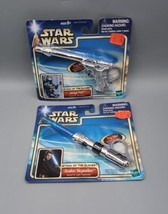 Star Wars Anakin Lightsaber &amp; Jango Fett Blaster Hasbro 2002 Keychain  - £23.12 GBP