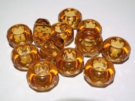 6(Six) 8 x 14 mm Large Hole Rondelle Beads: Topaz - $2.17