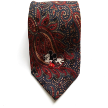 Vintage Disney Mickey Mouse Mens Tie Light Silk Necktie Novelty Paisley 60&quot; Long - £11.68 GBP