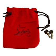 Christian Louboutin Red Mini Dust Bag With Black Replacement Heel Tips 2”x3” - £23.90 GBP