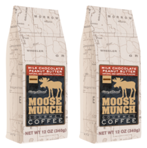 Moose Munch Milk Chocolate Peanut Butter Gourmet Ground Coffee  2 BAGS 12oz ea - £16.10 GBP