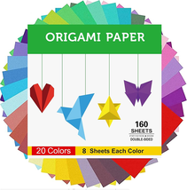 160 Sheets Origami Paper Double Sided for Arts &amp; Crafts 20 Vivid Colors ... - €9,23 EUR