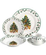 Gibson Home 20 Piece Ceramic Christmas Tree Trimming Dinnerware Set - $88.06