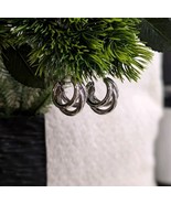 Silver Triple Multi Hoop Earrings Women Hollow Chunky Preppy Quiet Luxur... - €12,25 EUR