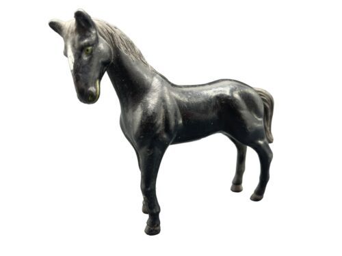 Vintage Horse Black Stallion Figurine Rubber Toy Collectable 5&quot; - $14.00