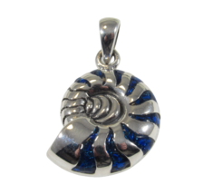 Solid 925 Sterling Silver Charmed By The Rhythmic Spiral Nautilus Shell Pendant - £43.89 GBP