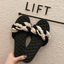 2021 Brand Summer Women Trend Weaving Pearl Flip Flop Sandals Girls Beach Open T - £36.84 GBP
