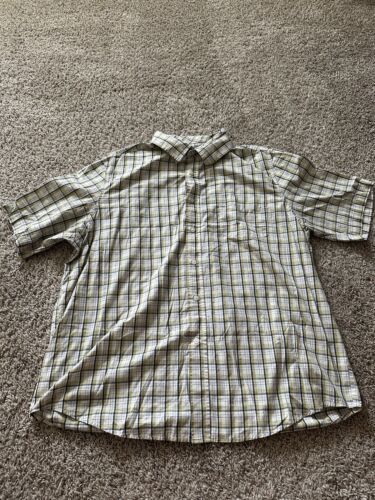 George Mens Size XL (46-48) Short Sleeve Button up collar Plaid Yellow W... - $5.89