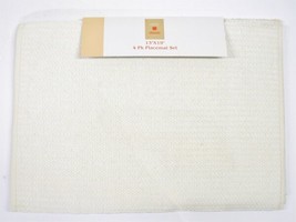 (4) Lintex 100% Cotton Reversible Placemats Woven Ivory 13&quot; X 19&quot; New Home - £15.97 GBP
