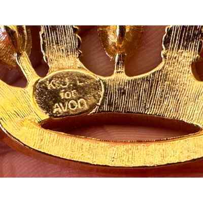 Vintage Kenneth Jay Lane KJL crown Gold w Crystals  for Avon RETRO Item image 6