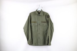Vintage 70s Mens 14.5 33 1979 US Army OG 507 Utility Button Shirt Green USA - £58.46 GBP