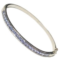 sterling silver amethyst hinged bangle bracelet 7”   12.5 Grams - £54.91 GBP