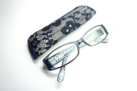 Foster Grant Eyeglasses Frames 52[]16-132 posh blue +1.50 floral with pouch - $19.79