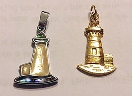 2 Lighthouse Pendants Goldtone and Silvertone - £15.81 GBP