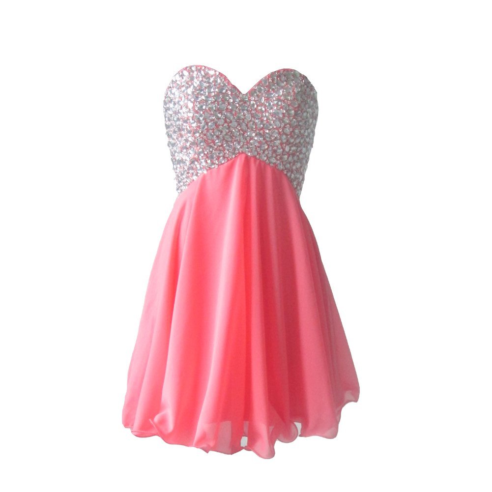 Kivary Women's Short Beaded Homecoming Prom Dresses Coral US 20W