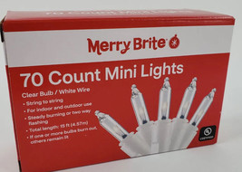 Merry Brite 70 Mini Lights Christmas Tree Clear Bulb White Wire Weddings Holiday - £9.45 GBP