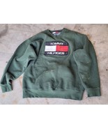 Vintage Tommy Hilfiger Green Leather Patch Sweater Shirt Men XXL 2XL - $61.75 CAD