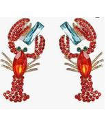 Lobster red crystal  earrings - $19.52 CAD
