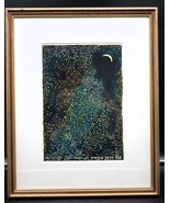 Vtg Moon Scene Hebrew Framed Matted Beautiful Unsigned Art Book of Psalm... - €107,01 EUR