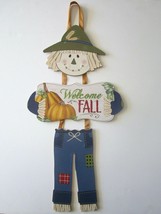 Fall Dangling Colorful Scarecrow Glittery Wall Sign 8&quot;x 16&quot; &quot;Welcome Fal... - £8.24 GBP