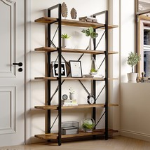 Yitahome 5 Tier Bookcase, Artsy Modern Bookshelf, Book Rack,, Rustic Brown - £170.90 GBP