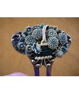 CHL57-5) blue DAHLIA Flower basket cameo brass hair pin pick stick HAIRPIN - £28.06 GBP